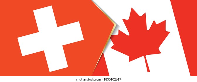 Die Schweiz und Kanada Flaggen, zwei Vektorfahnen Symbol für Beziehung oder Konfrontation.