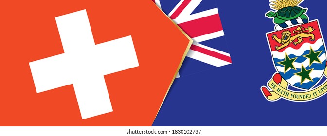 Switzerland and Cayman Islands flags, two vector flags symbol of relationship or confrontation.