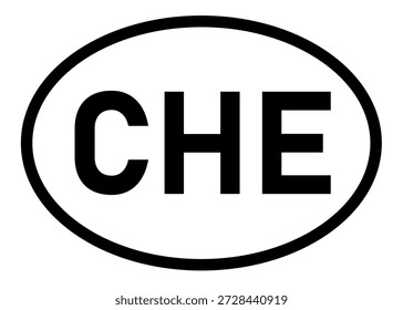 Switzerland CHE abbreviation vector on a white background
Country code abbreviation oval sticker icon on a white background
