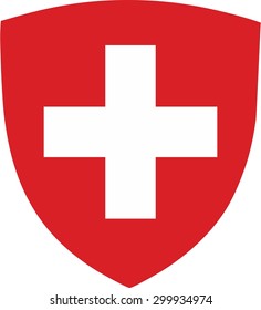 Switzerland coat of arms, seal, national emblem, Isolated on white, Vector