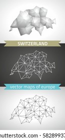 Switzerland collection of vector design modern maps, gray and black and silver dot outline mosaic 3d map