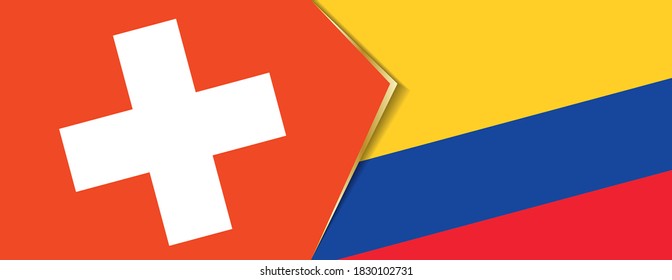 Switzerland and Colombia flags, two vector flags symbol of relationship or confrontation.