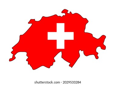 Switzerland Color flag map. Vector illustration of national symbol. Graphic design of patriotic element
