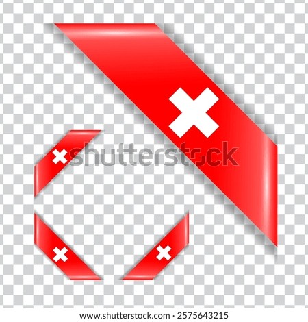 Switzerland corner national flag with shadow