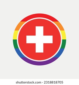 Switzerland country flag circle - lgbt flag graphic element Illustration template design
