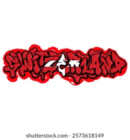 switzerland country flag in graffiti art style