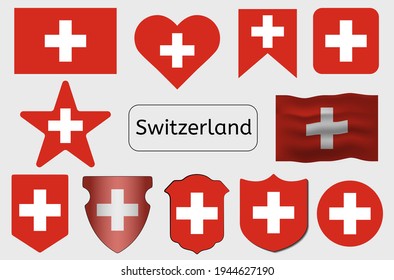 Switzerland country flag icon, Swiss flag vector illustration, Europe