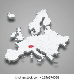 Switzerland country location within Europe 3d isometric map 