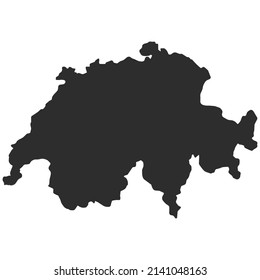 Switzerland country outline dark silhouette map national borders, country shape