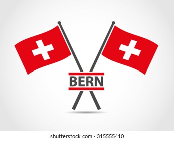 Switzerland Crossed Flag Emblem Capital City