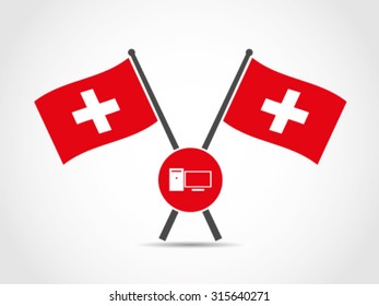 Switzerland Crossed Flag Emblem Computer