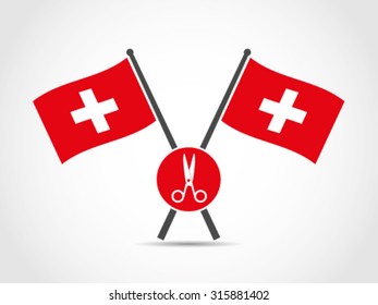 Switzerland Crossed Flag Emblem Cut