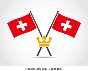 Switzerland Crossed Flag Emblem King