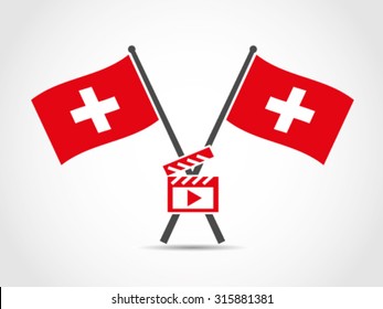 Switzerland Crossed Flag Emblem Movie Industry