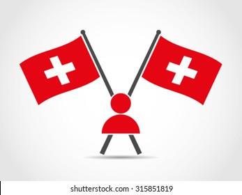 Switzerland Crossed Flag Emblem People