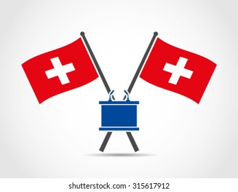 Switzerland Crossed Flag Emblem Podium