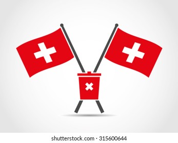 Switzerland Crossed Flag Emblem Trash Management