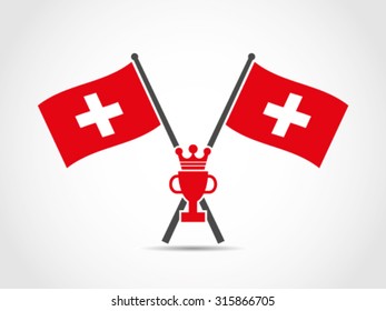 Switzerland Crossed Flag Emblem Trophy