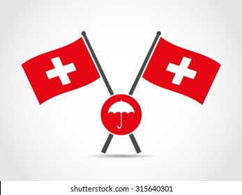 Switzerland Crossed Flag Emblem Umbrella