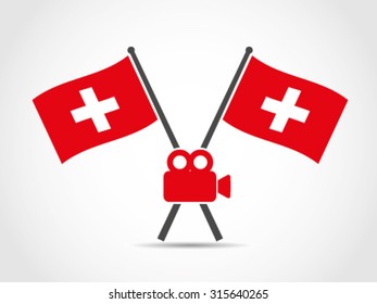 Switzerland Crossed Flag Emblem Video Camera