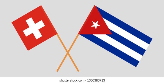 Switzerland and Cuba. The Swiss and Cuban flags. Official colors. Correct proportion. Vector illustration