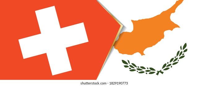 Switzerland and Cyprus flags, two vector flags symbol of relationship or confrontation.
