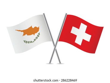 Switzerland and Cyprus flags. Vector illustration.