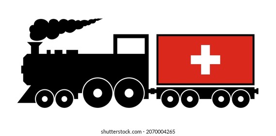 tren de entrega suizo, aislado en fondo blanco
