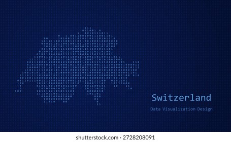 Suiza Mapa digital formado con unos y ceros para el diseño de visualización de datos