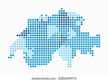 Switzerland dotted map. Digital style map of the country on white background. Switzerland shape with circle dots. Colored dots style. Large size circles. Abstract vector illustration.