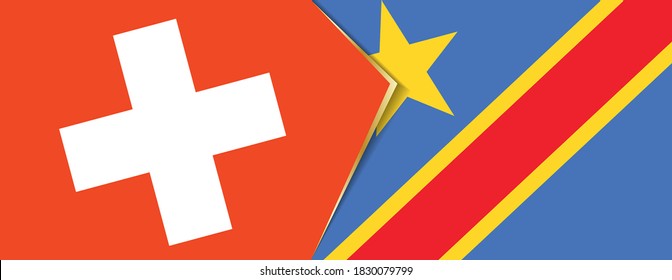Switzerland and DR Congo flags, two vector flags symbol of relationship or confrontation.