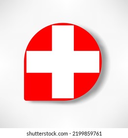 Die Schweiz senkt das Flaggensymbol mit Schatten auf weißem Hintergrund.