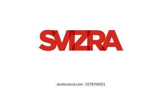 Switzerland emblem. The design features a geometric style, vector illustration with bold typography in a modern font. The graphic slogan lettering.