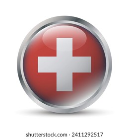 Switzerland Flag 3D Badge Illustration