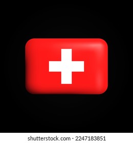 Switzerland Flag 3D Icon. National Flag of Switzerland. Vector illustration