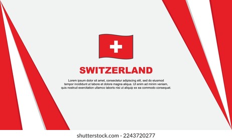 Plantilla de diseño de fondo de resumen de marca de Suiza. Ilustración de vectores de caricaturas del Día de la Independencia de Suiza. Bandera de Suiza