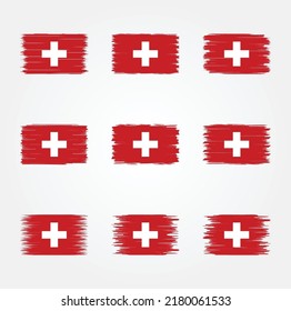 Switzerland Flag Brush Collection. National Flag