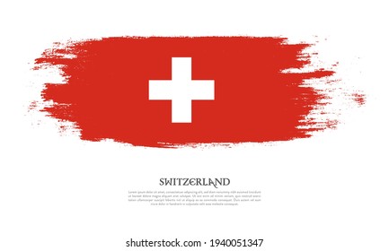 Switzerland flag brush concept. Flag of Switzerland grunge style banner background