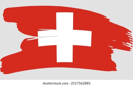 Switzerland flag brush paint texture. Grunge Switzerland flag. Swiss emblem brush concept