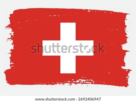 switzerland flag brush paint texture vector icon
