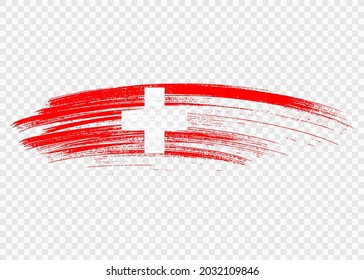 Switzerland  flag with brush paint textured isolated  on png or transparent background,Symbol of Switzerland,template for banner,promote, design,vector,top gold medal winner sport country