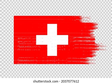 Switzerland  flag with brush paint textured isolated  on png or transparent background,Symbol of Switzerland,template for banner,promote, design,vector,top gold medal winner sport country