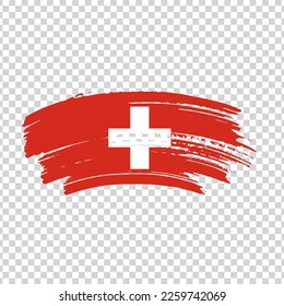 Switzerland flag with brush paint textured isolated on png or transparent background, template for banner, promote, design.