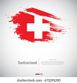 switzerland flag with  brush stroke background vector