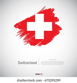 switzerland flag with  brush stroke background vector