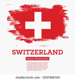 Schweizer Flagge mit Pinselstrichen. Vektorgrafik.