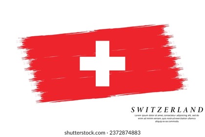 Switzerland flag brush vector background. Grunge style country flag of Switzerland brush stroke isolated on white background