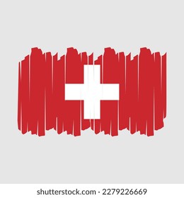 Switzerland Flag Brush Vector Illustration
