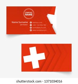 Switzerland Flag Business Card, standard size (90x50 mm) business card template with bleed under the clipping mask.