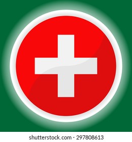 Switzerland Flag  Button on green background